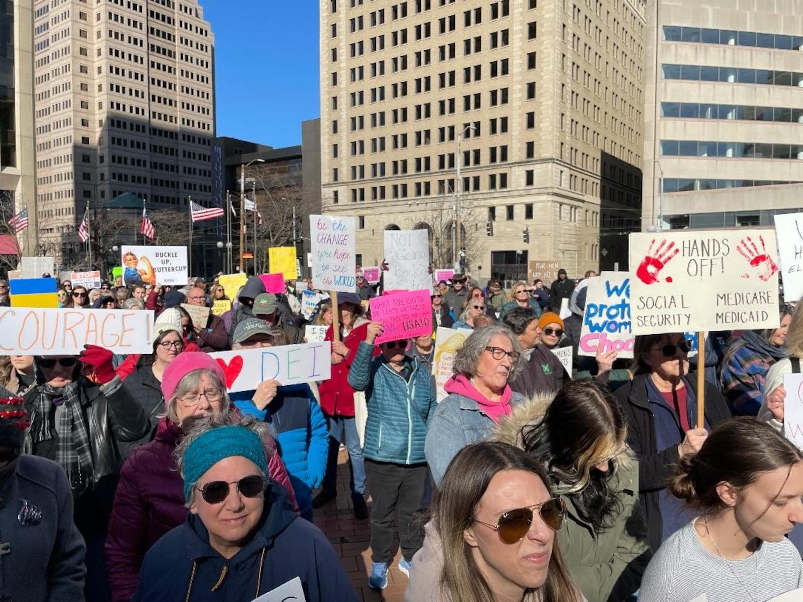 A Dayton rally was held at Courthouse Square Saturday, March 8, International Women's Day. Photo by Russell Florence Jr.