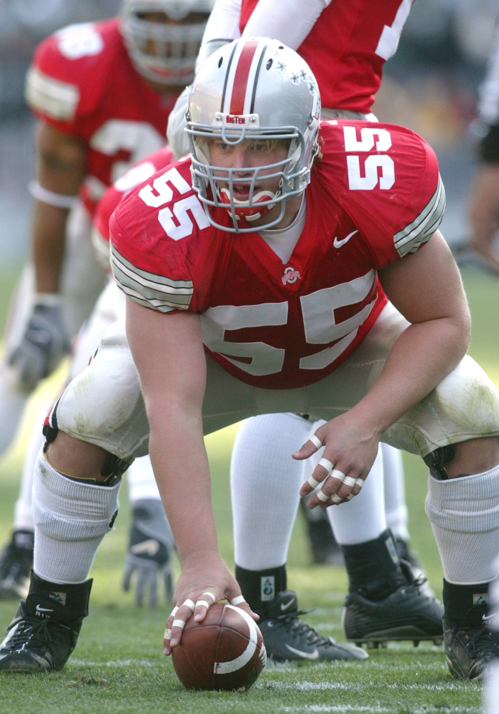 Nick Mangold, a Centerville grad, is the starting center for the Ohio State Buckeyes. The Buckeyes hosted and defeated Michigan State by a score of 33 to 23.