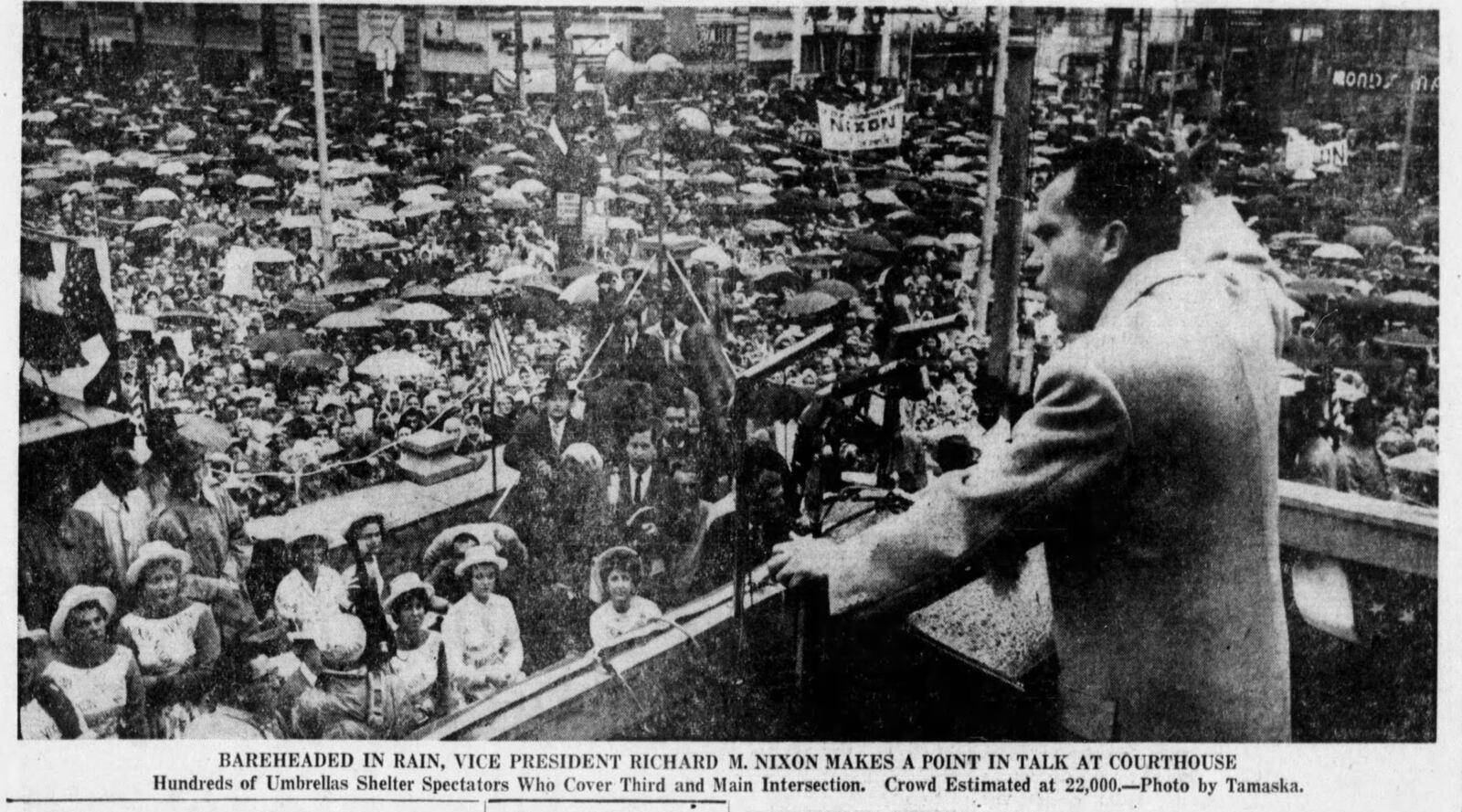 Oct. 26, 1960: Richard M. Nixon greets crowd of 22,000 at Courthouse Square. DAYTON DAILY NEWS ARCHIVES