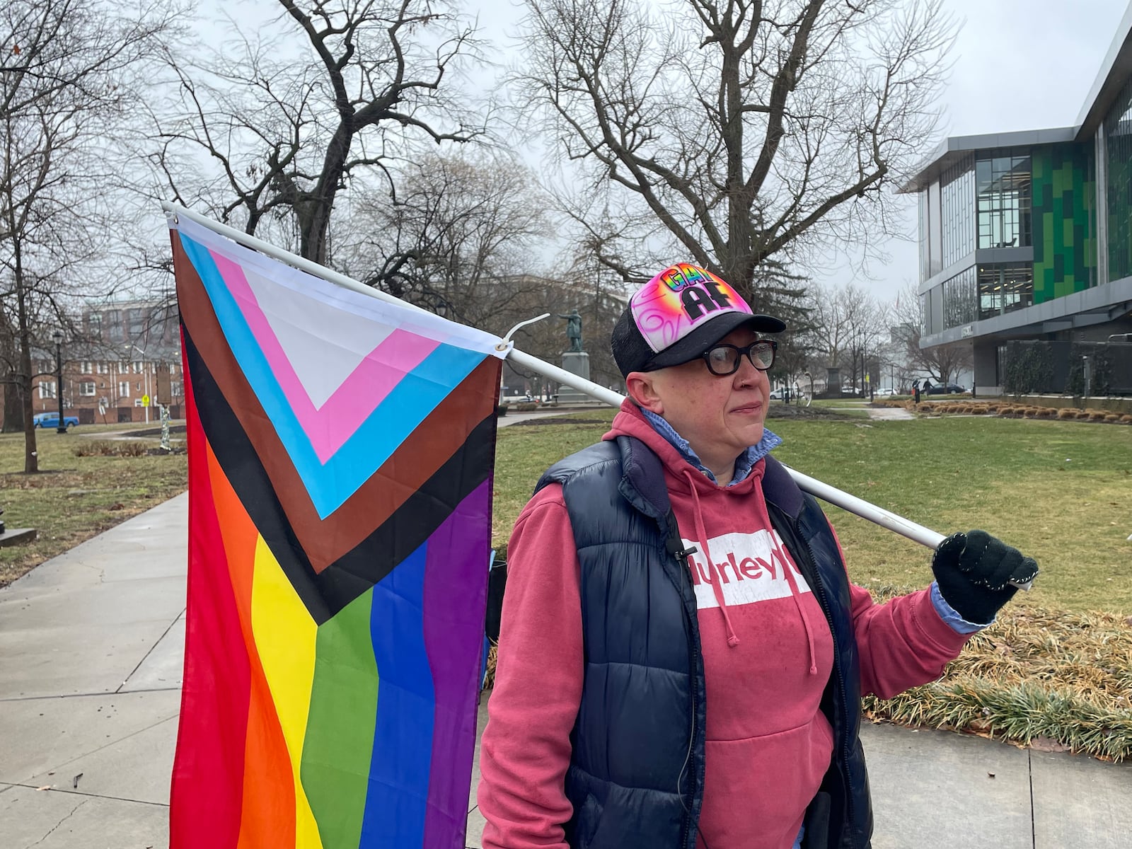 Liz Stutzman said she feels the library's changes around the permanent display of cultural symbols, like the Pride Progress and Juneteenth flags, sends a "bold" message to the community.