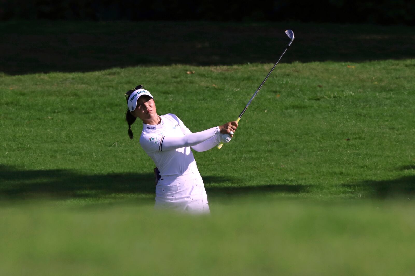 Lydia Ko of New Zealand plays a shot during the round four of the HSBC Women's World Championship 2025 at Sentosa Golf Club in Singapore, Sunday, March 2, 2025. (AP Photo/Suhaimi Abdullah)