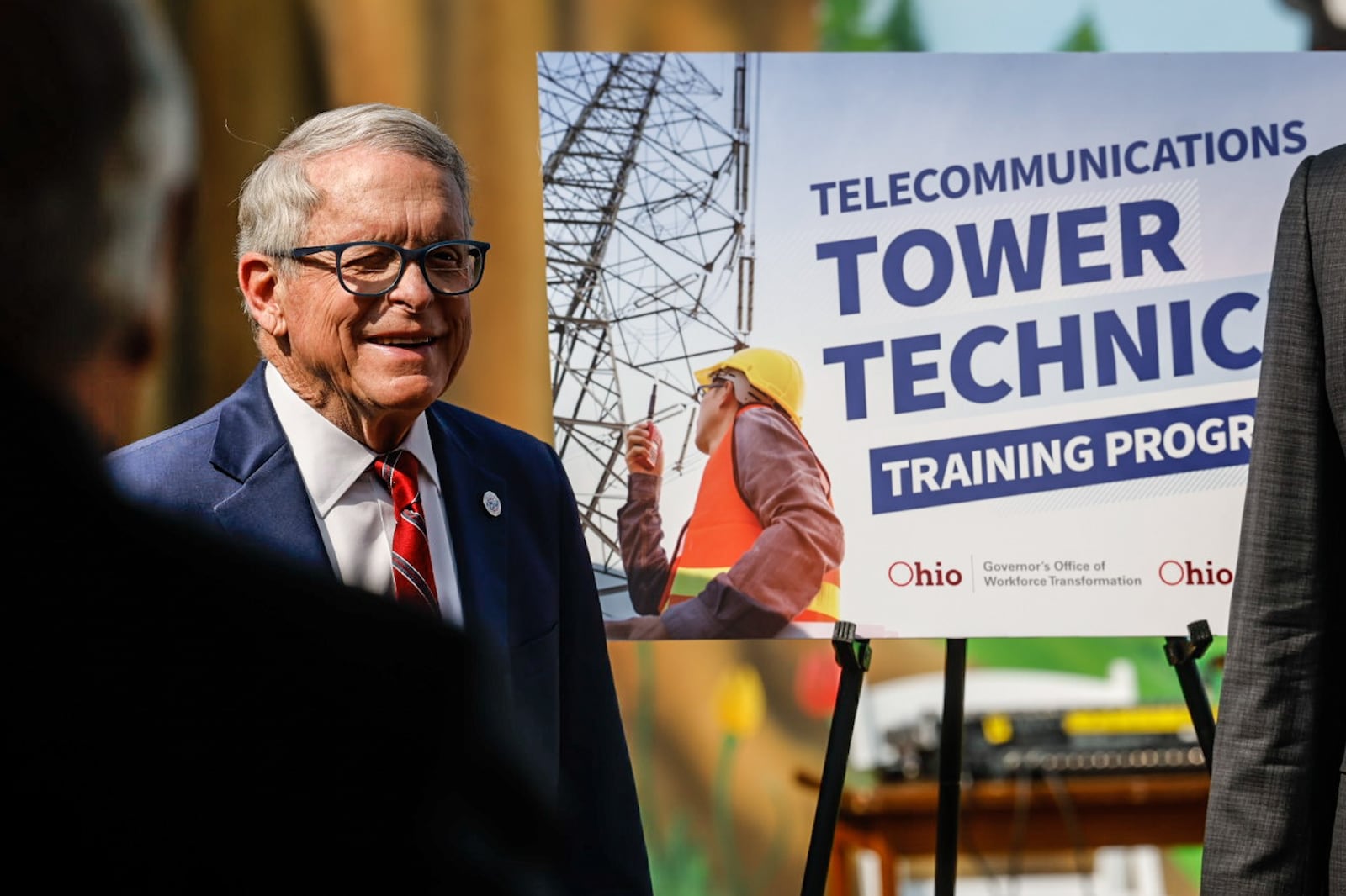 Ohio Gov. Mike DeWine announce on Tuesday May 23, 2023 at the Dayton Correctional Institution a new initiative to train inmates to build the infrastructure necessary for broadband expansion throughout the state. JIM NOELKER/STAFF