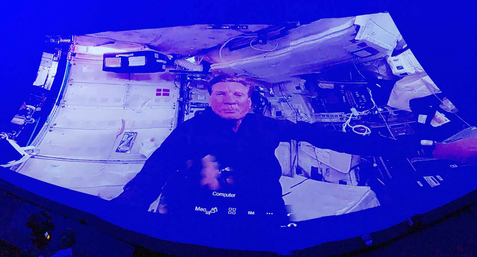 Dayton's own, Larry Connor, talks to the Boonshoft Museum
from the international Space Station Tuesday April 12, 2022. The event was open to the public. MARSHALL GORBY\STAFF