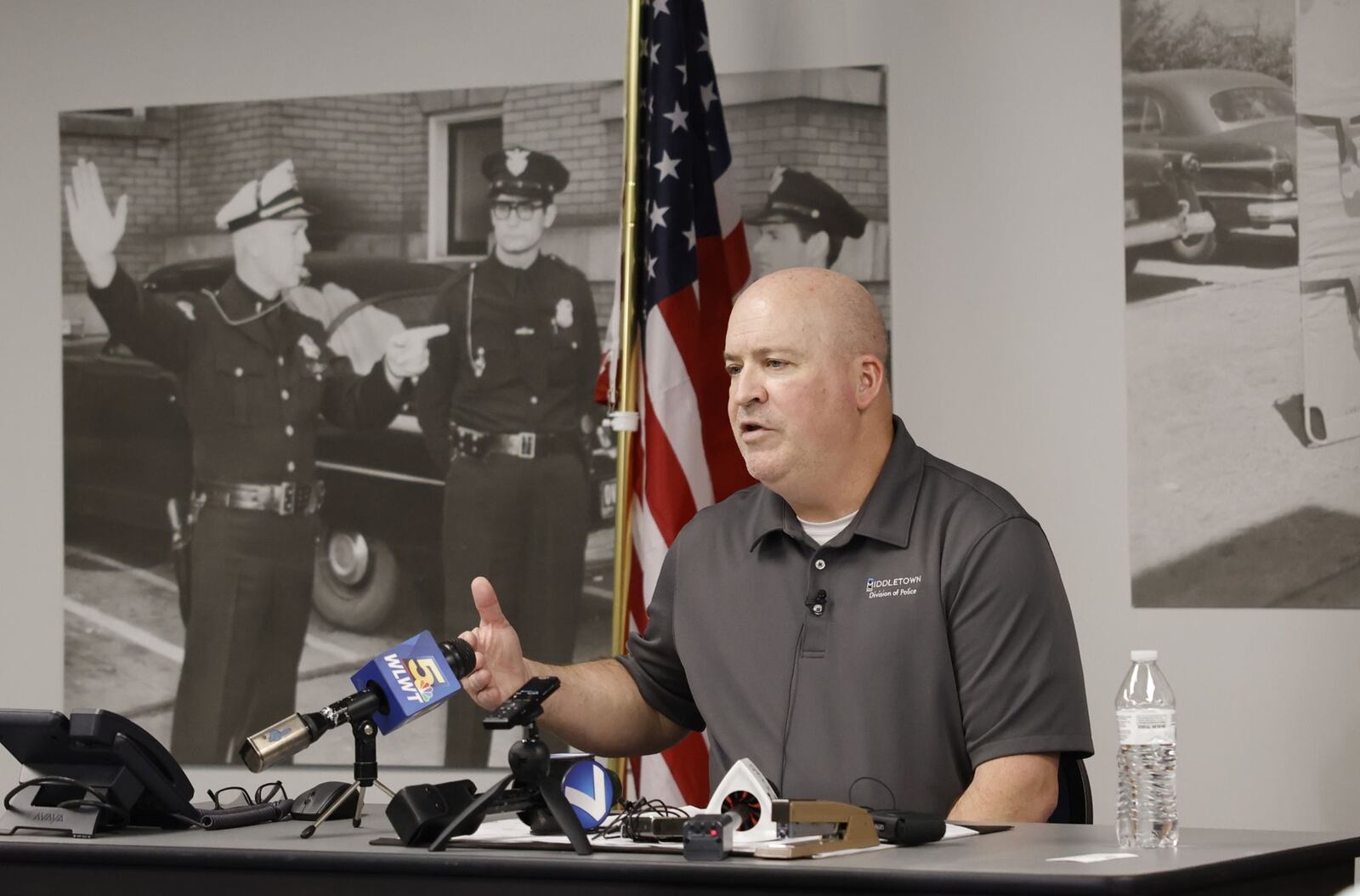 Acting Middletown Police Chief Eric Crank talks about fatal shooting in the city Tuesday night. NICK GRAHAM/STAFF