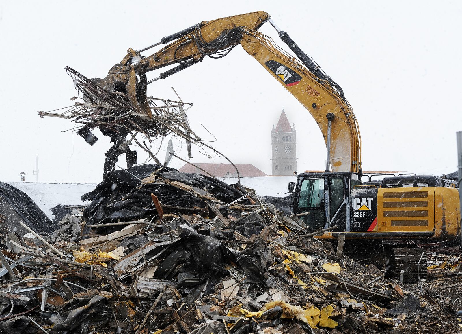 Demolition of the old Fulmer building in Xenia Towne Square started in January 2023. Built as part of the strip mall following the 1974 tornado that devastated Xenia, the building recently sat vacant for several years. The site is also part of a $125 million plan to revitalize the Towne Square, spearheaded by the city of Xenia and developer Dillin Corp. MARSHALL GORBY\STAFF