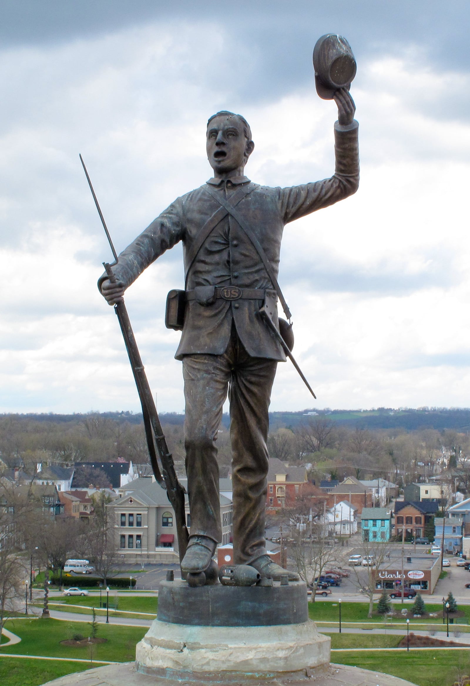 The Butler County Soldiers, Sailors and Pioneers Monument was built by the people of Butler County to honor those who served and who sacrificed their lives in the service of our country.  The monument also celebrates the men and women who first settled Butler County.  The monument is open to the public Thursday, Friday and Saturday from 10 am to 4 pm and Memorial Day, July 4th and Veterans Day. 

The monument is located at One South Monument Avenue in Hamilton at the site Fort Hamilton was located. Construction started in 1902 and the official dedication took place July 4, 1906. 

A 3,500 pound, 14 foot, bronze statue of a Civil War soldier known as "Billy Yank" created by Hamilton sculptor Rudolph Theim stands on top of the monument. GREG LYNCH/STAFF