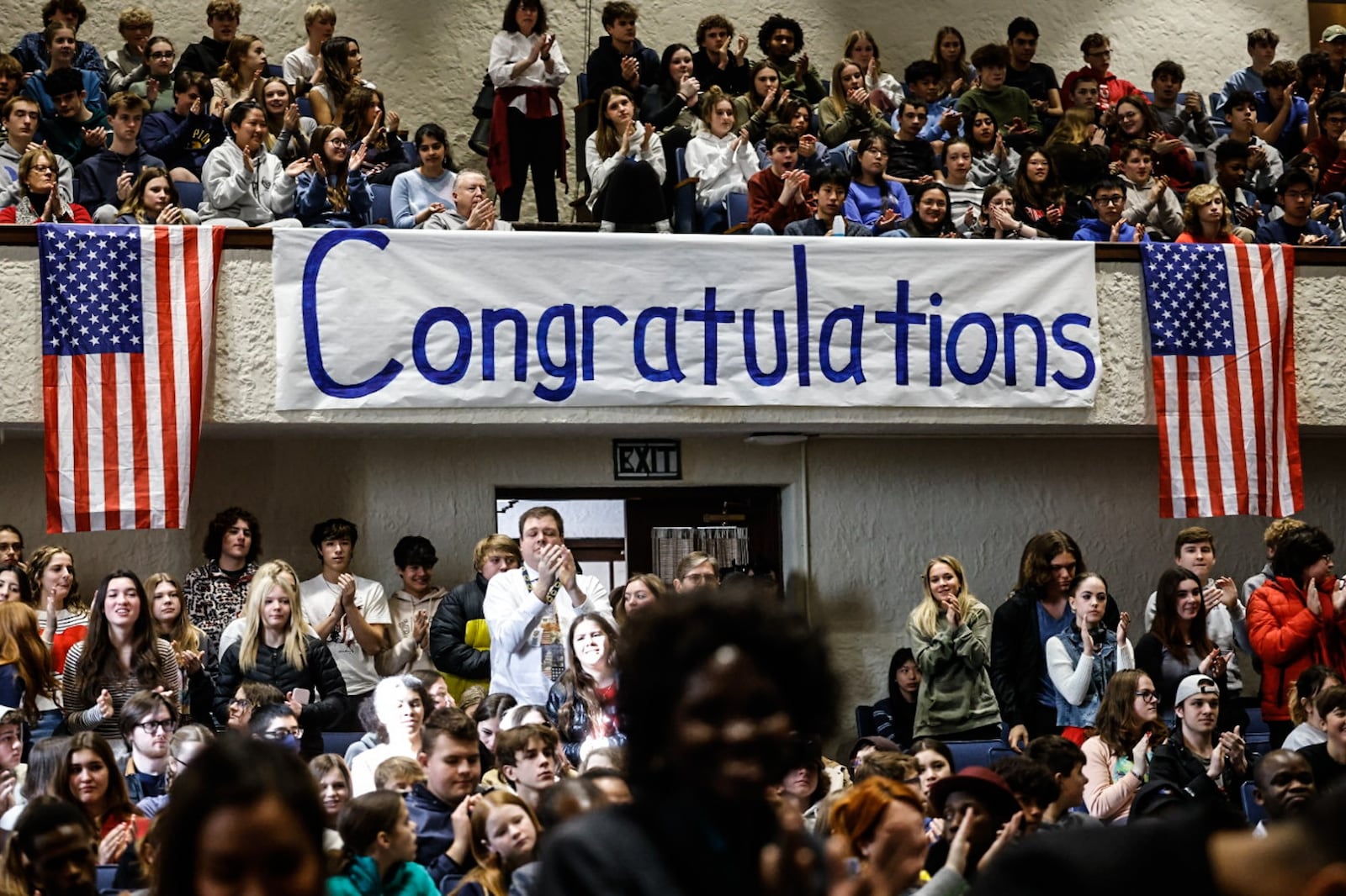 Oakwood High and Junior High School students packed the high school auditorium for a naturalization ceremony held Thursday January 11, 2024. JIM NOELKER/STAFF