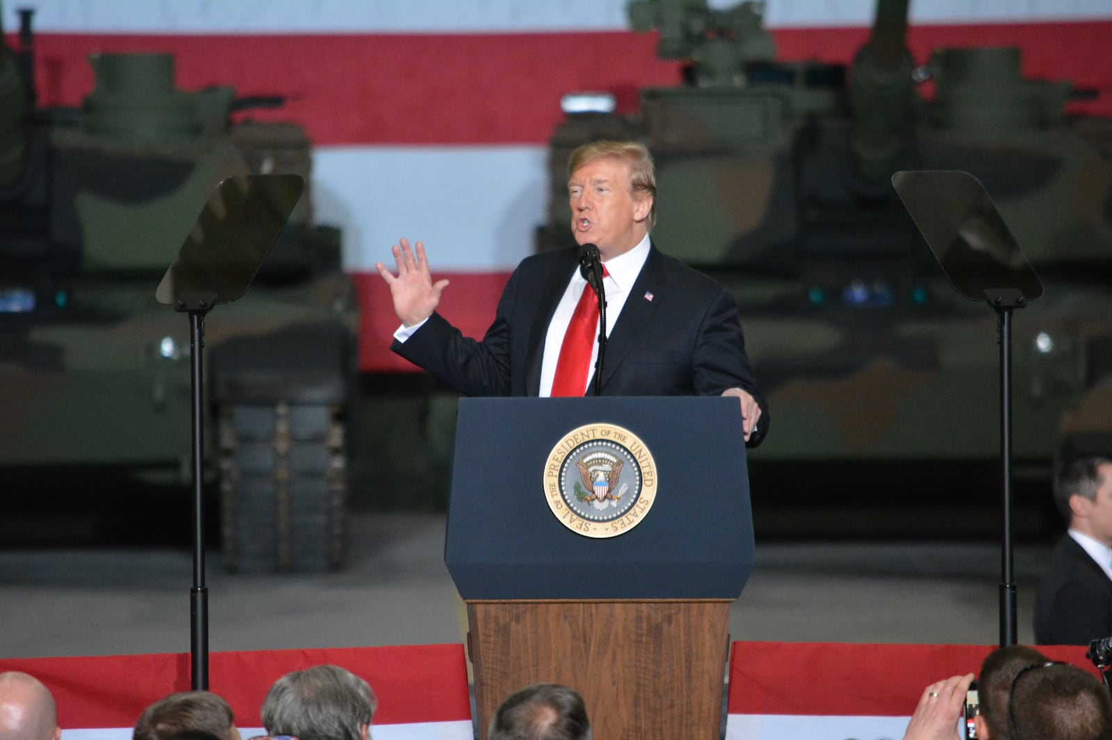 President Donald Trump at the Lima tank plant on Wednesday. Photo by Jim Otte.