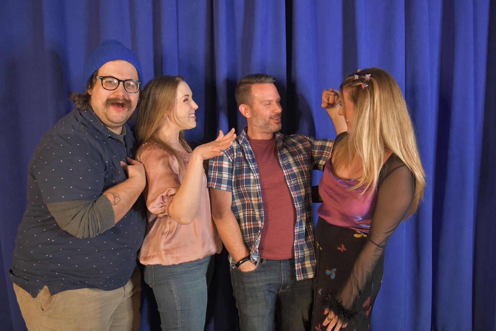 Left to right: Skyler McNeely (Swing), Kara Hancock (Swing), Zachary Gregus (Jeff) and Allie Haines (Heidi) in TheatreLab Dayton's production of "[title of show.]" PHOTO BY MACKENSIE KING