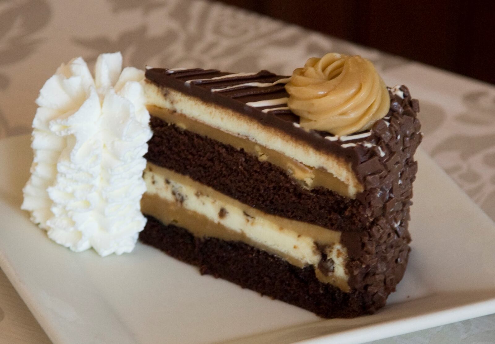 VIRGINIA BEACH, USA - JULY 29: The Cheesecake Factory's newest addition, Reese's Peanut Butter Chocolate Cake Cheesecake, is revealed on National Cheesecake Day at The Cheesecake Factory on July 29, 2010 in Virginia Beach, Virginia.  (Photo by Roberto Westbrook/Getty Images for The Cheesecake Factory)