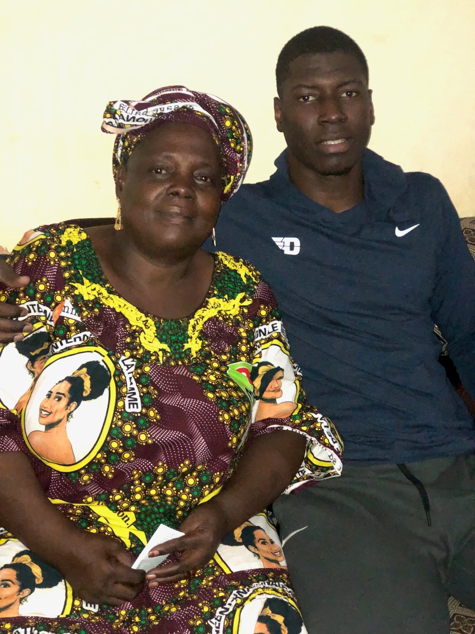 University of Dayton men's basketball player Moulaye Sissoko with his mother, Hawa Diarra. CONTRIBUTED