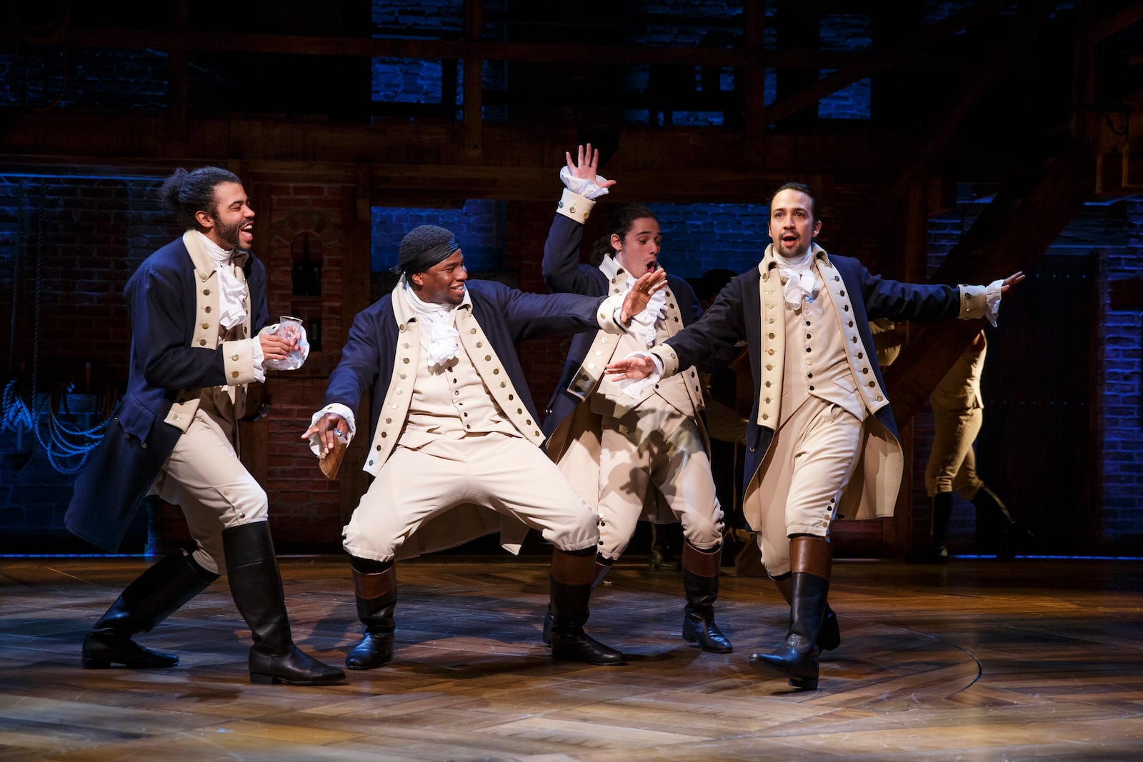 Daveed Diggs, Okieriete Onaodowan, Anthony Ramos, and Lin-Manuel Miranda in "Hamilton: An American Musical." CONTRIBUTED