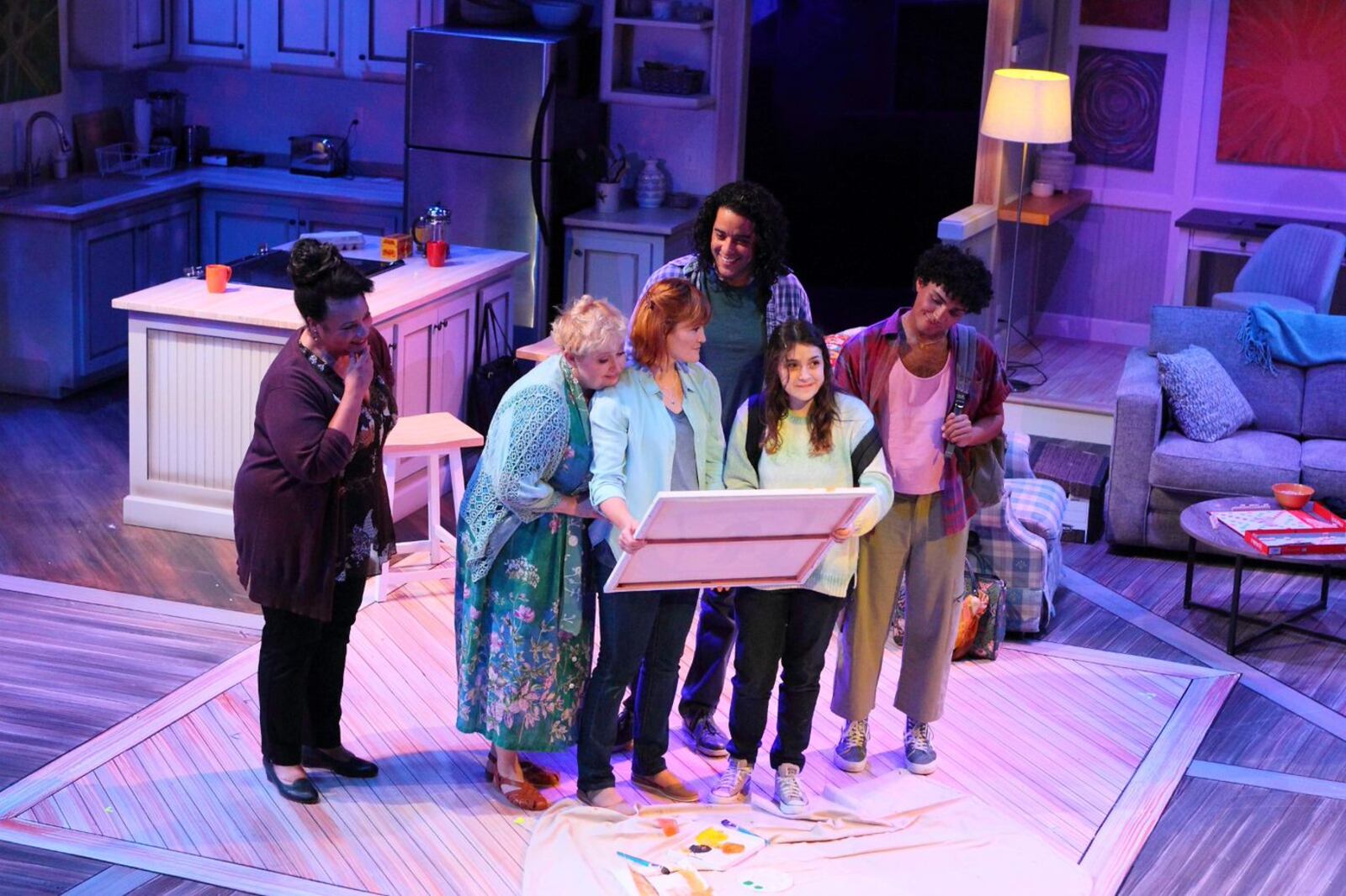 Left to right: Joy Lynn Jacobs (Alicia), Sally Mayes (Elaine), Kristin Stokes (Beverly), Dan Domenech (Rick), Madison Kopec (Emma), and Christian Kidd (Tyler) in the Human Race Theatre Company's production of "Indigo." PHOTO COURTESY OF SCOTT J. KIMMINS