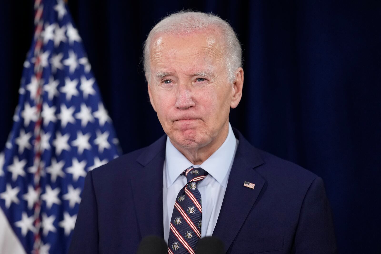 President Joe Biden speaks about the death of former President Jimmy Carter Sunday, Dec. 29, 2024, at the Company House Hotel in Christiansted, St. Croix, U.S. Virgin Islands. (AP Photo/Susan Walsh)