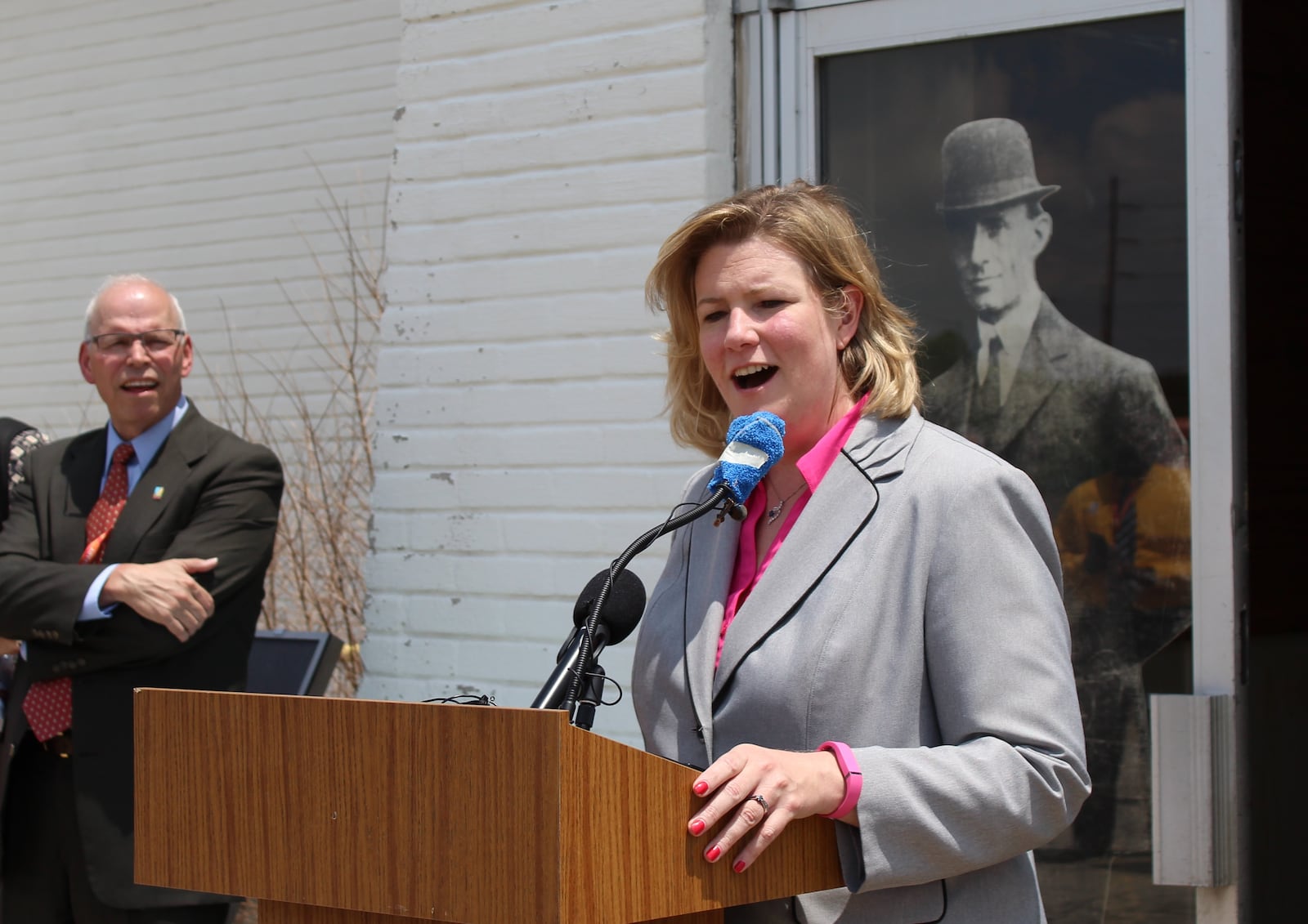 Dayton Mayor Nan Whaley speaks at opening of new library.