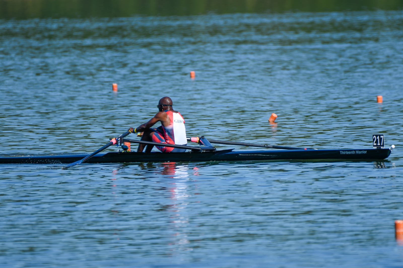 Brian White rowing his single boat in Dayton. CONTRIBUTED