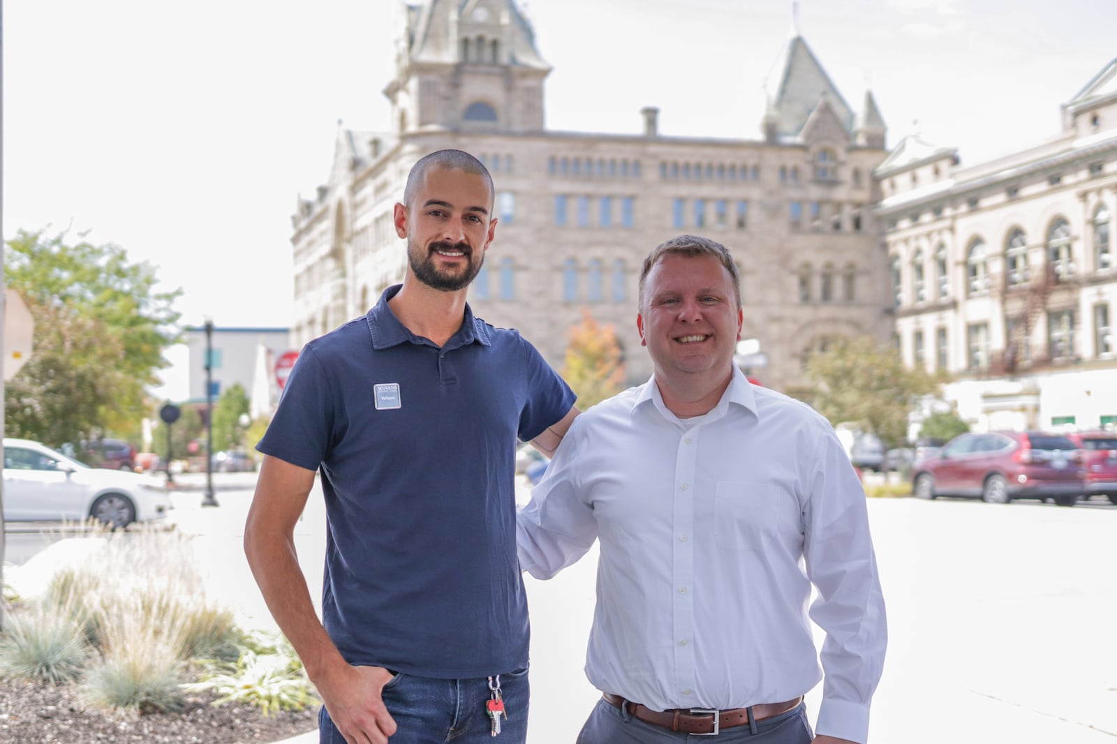 The Piqua Station, located at 113 E. High St., will be a hub for commerce and community engagement. Pictured (left to right) is Wilson Reiser, owner & CEO of Winans, and Jason Duff, founder and CEO of Small Nation, who are working on this project together (CONTRIBUTED PHOTO).