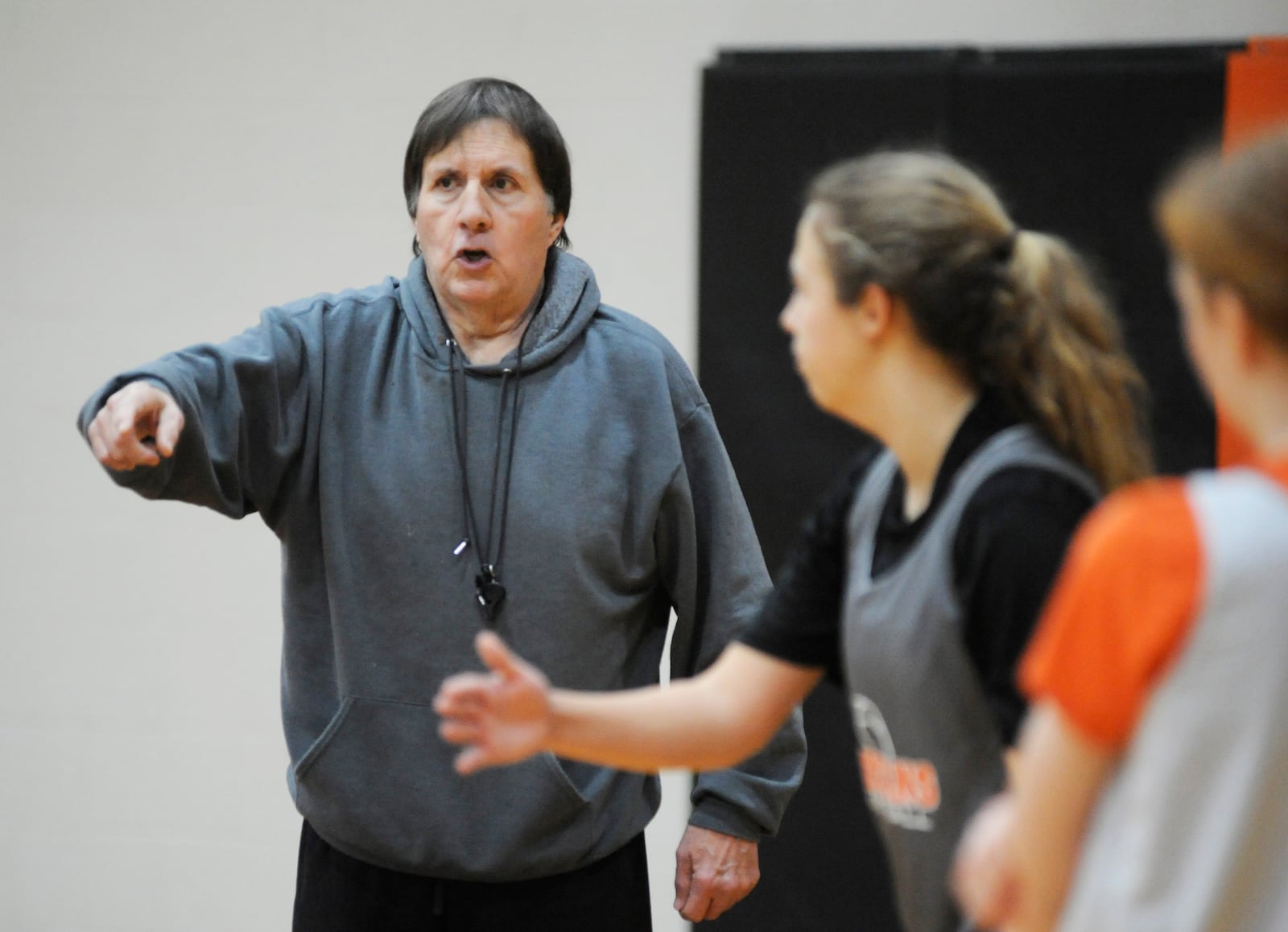 Tim Gabbard is in his 39th season coaching the Waynesville High School girls basketball team. Gabbard leads the unbeaten Spartans through practice on Wednesday, Jan. 23, 2019. MARC PENDLETON / STAFF