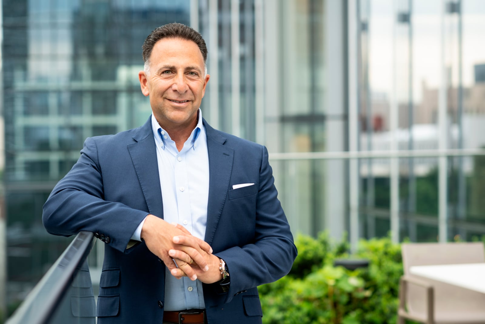 In this image released by Norfolk Southern, Norfolk Southern's new CEO Mark George poses for a portrait in Atlanta, Ga., Aug. 2022. (Norfolk Southern via AP)