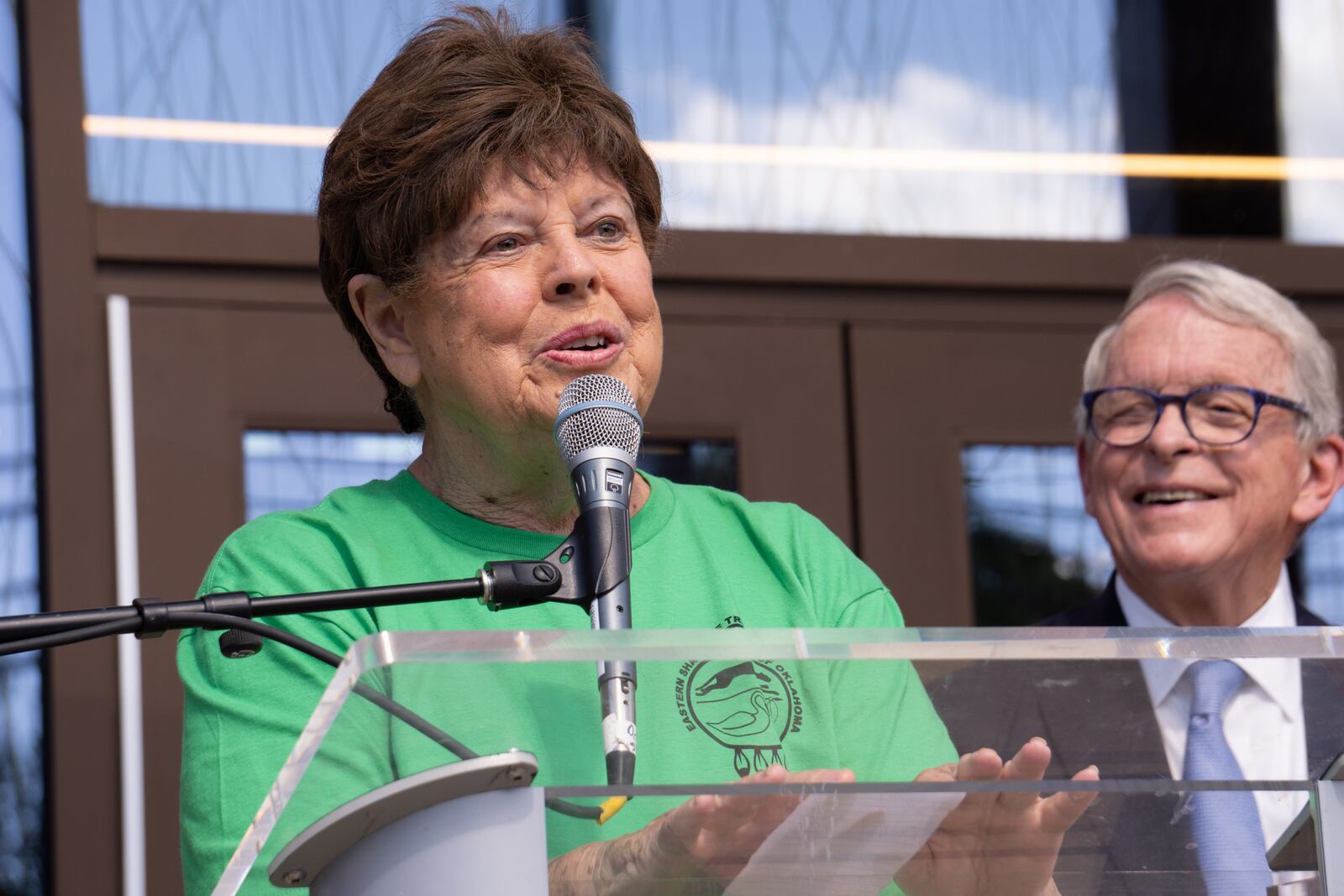 Chief Glenna Wallace speaks at the Great Council State Park Grand Opening on Friday, June 7, 2024. (Ruthie Herman for WYSO)