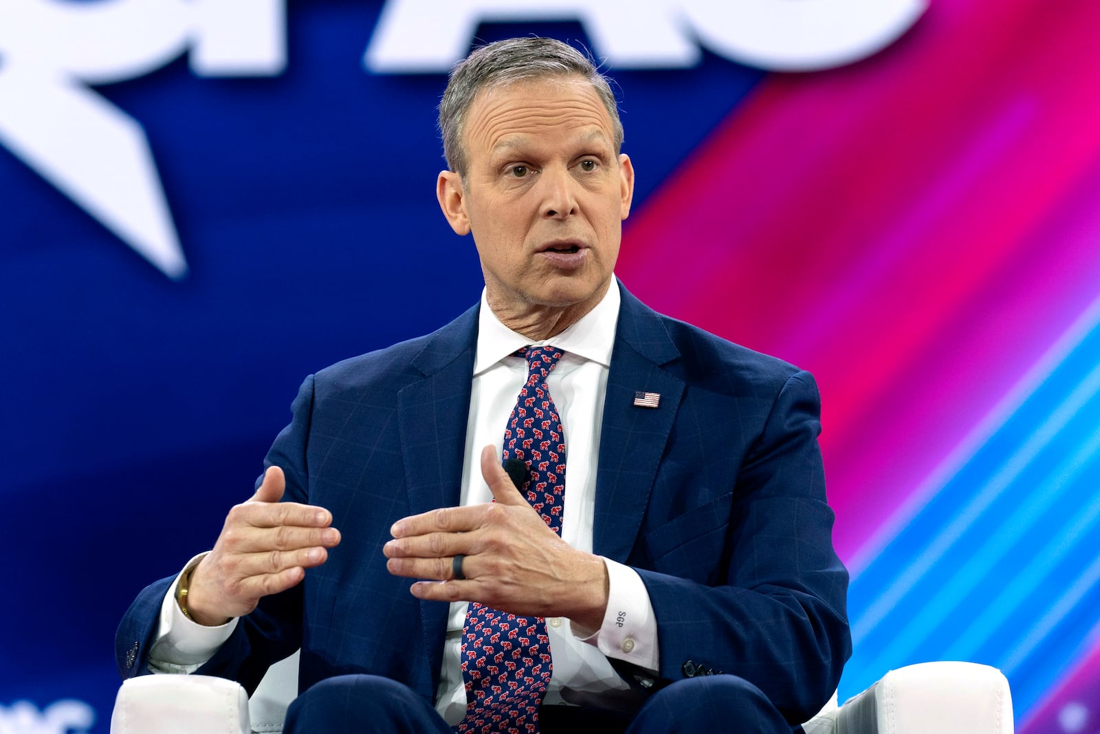 FILE - Rep. Scott Perry, R-Pa., speaks during the Conservative Political Action Conference, CPAC 2024, in Oxon Hill, Md., Feb. 22, 2024. (AP Photo/Jose Luis Magana, File)