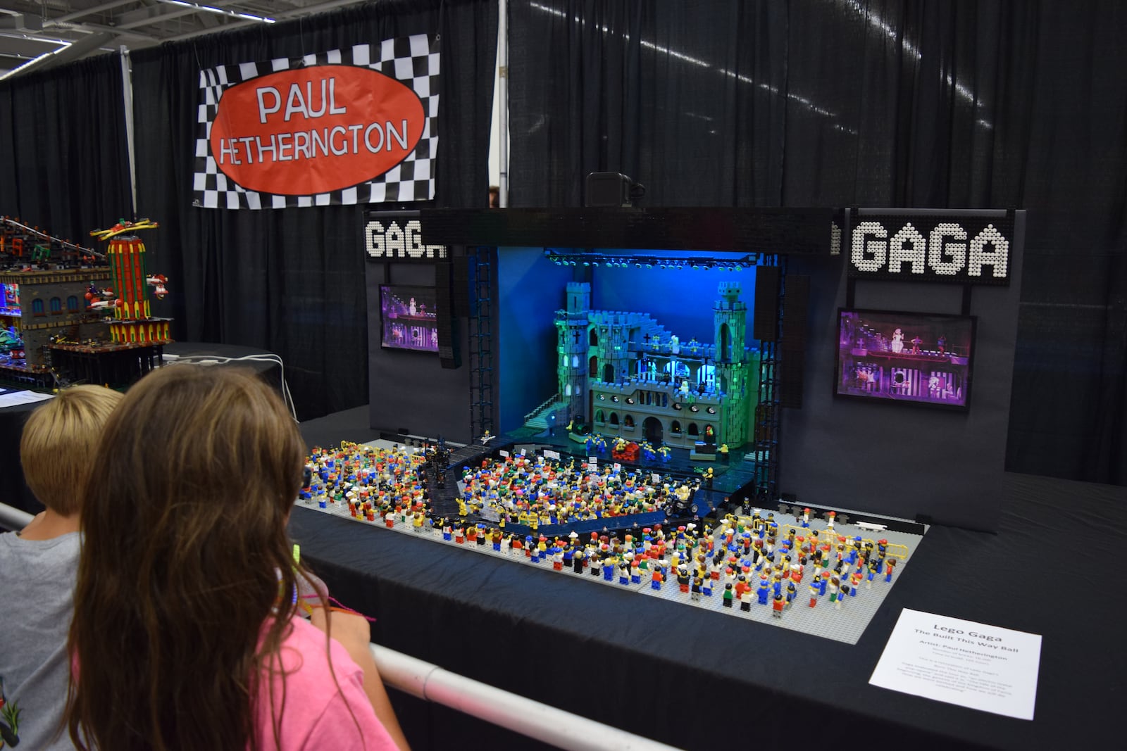 BrickUniverse Lego Fan Convention presents an example of their Lego exhibits  with a piece centered around a Lady Gaga concert. Credit: BrickUniverse Lego Fan Convention