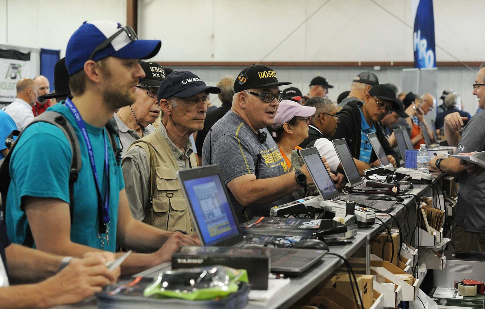 Thousands of people packed into the Greene County Fairgrounds for the 70th Dayton Hamvention Friday May 20, 2022. The event ends Sunday at 1 p.m.. MARSHALL GORBY\STAFF