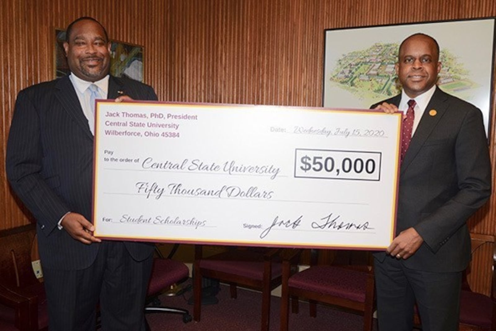 Dr. Jack Thomas donated $50,000 of his salary back to Central State. CONTRIBUTED