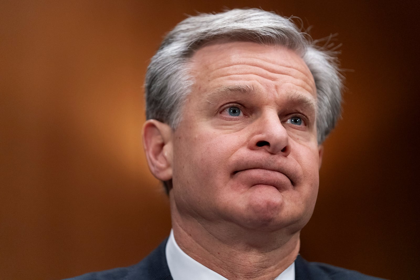 FILE - FBI Director Christopher Wray testifies during a Senate Homeland Security and Governmental Affairs Committee hearing Oct. 31, 2023, on Capitol Hill in Washington. (AP Photo/Stephanie Scarbrough, File)