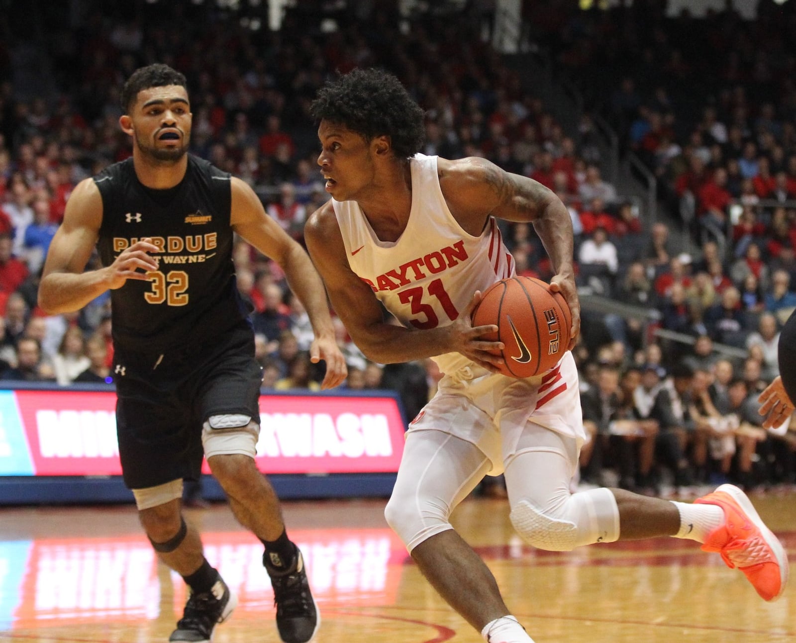 Dayton’s Jhery Matos dribbles against Purdue Fort Wayne on Friday, Nov. 16, 2018, at UD Arena. David Jablonski/Staff