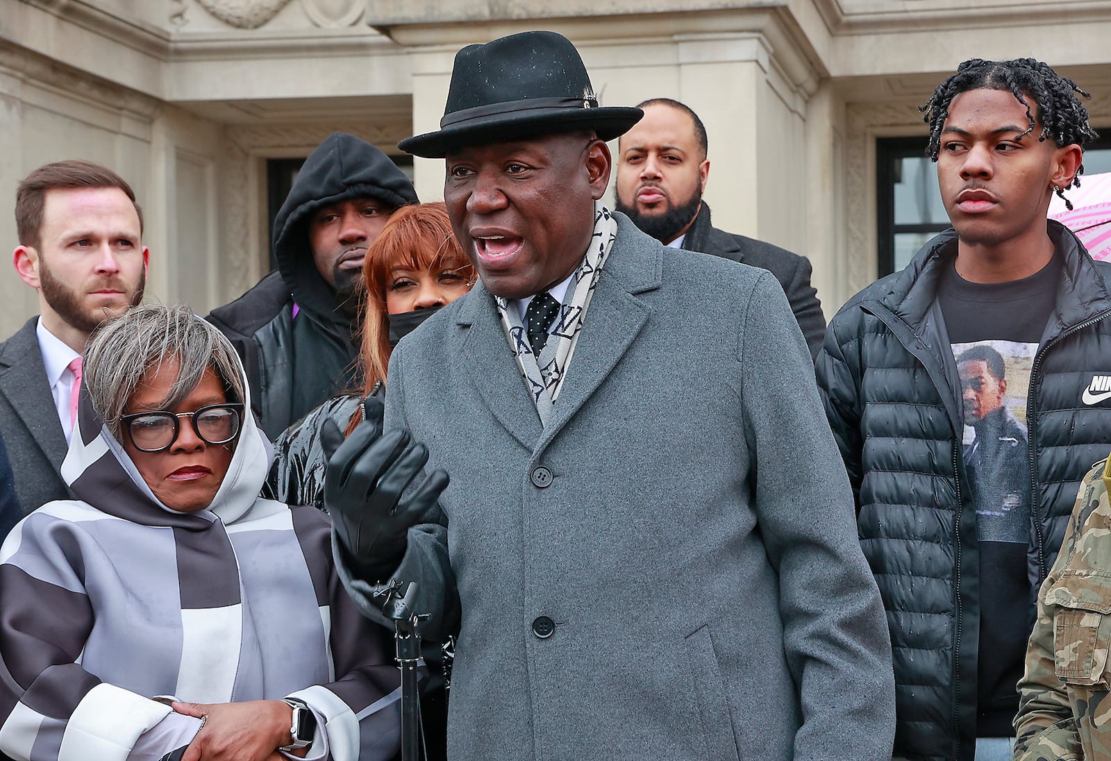 Attorney Ben Crump, a nationally recognized trial lawyer, talks about the lawsuit that he has filed Wednesday, Dec. 14, 2022 for the family of Eric Cole, who was run over by a Springfield police officer while they were responding to his 911 call for help last year.  BILL LACKEY/STAFF