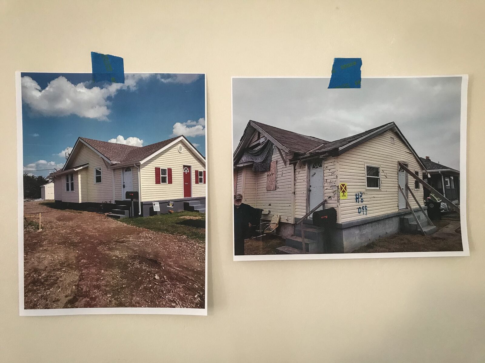 These before and after photos of Chris and Dorothy Johnson's Old North Dayton home after the 2019 Memorial Day tornadoes nearly destroyed their home.