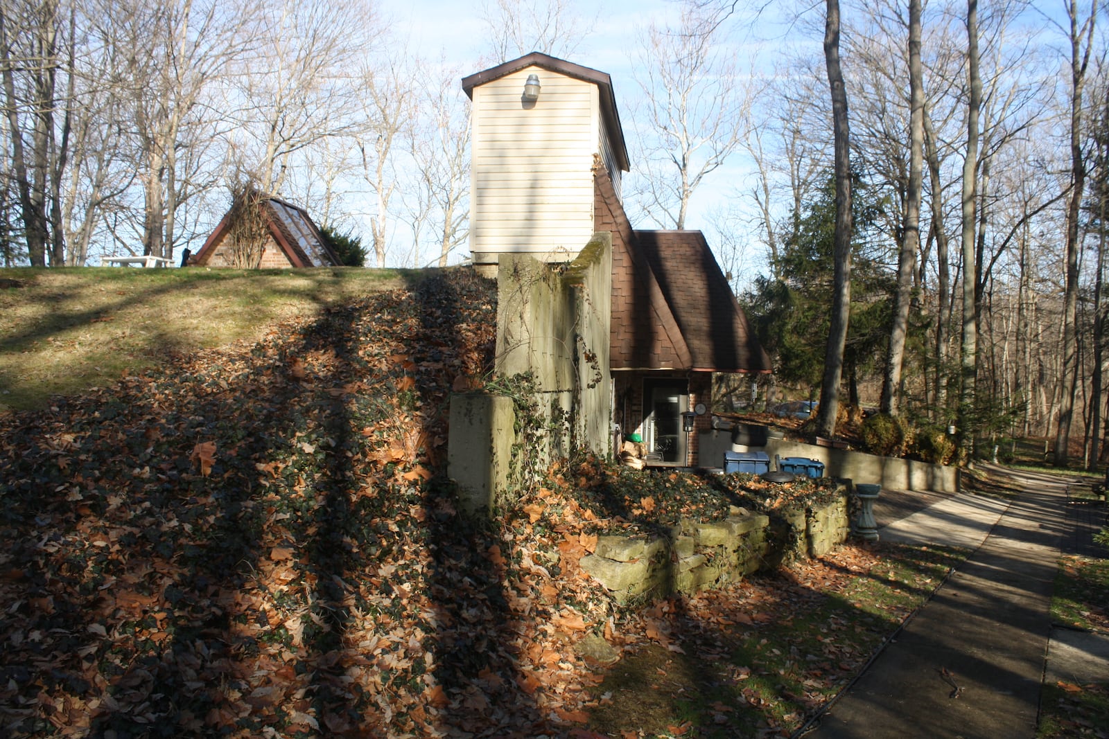 Bill Scherbauer's home in Centerville is partially underground, built into a hill though by all appearances from the front it looks like a traditional above ground home. KAITLIN SCHROEDER