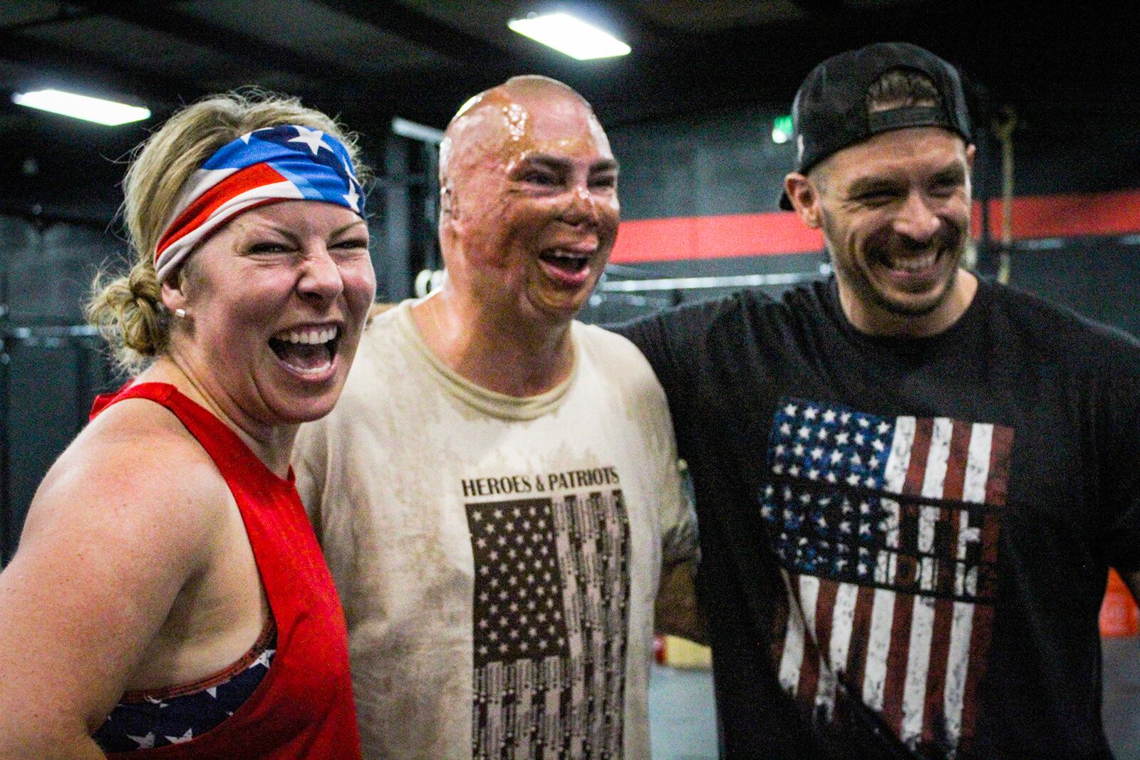 Cheryl Dillin, Shilo Harris and Rob Kramer at the Purple Heart CrossFit workout.   A group of Purple Hearts and Gold Stars came to CrossFit SkyFall to help me train.  My trainer, Rob Kramer, teamed us up (Shilo was my partner) and put up all through a typical training workout for my mountain climbing efforts.  We had a wonderful time and Blue Skies really appreciated being involved in my training efforts.  Each effort we did was 22 reps and we did the circuit for 22 minutes as a nod to the #BuddyCheckChallenge that we started because 22 Veterans a day commit suicide. CONTRIBUTED PHOTO