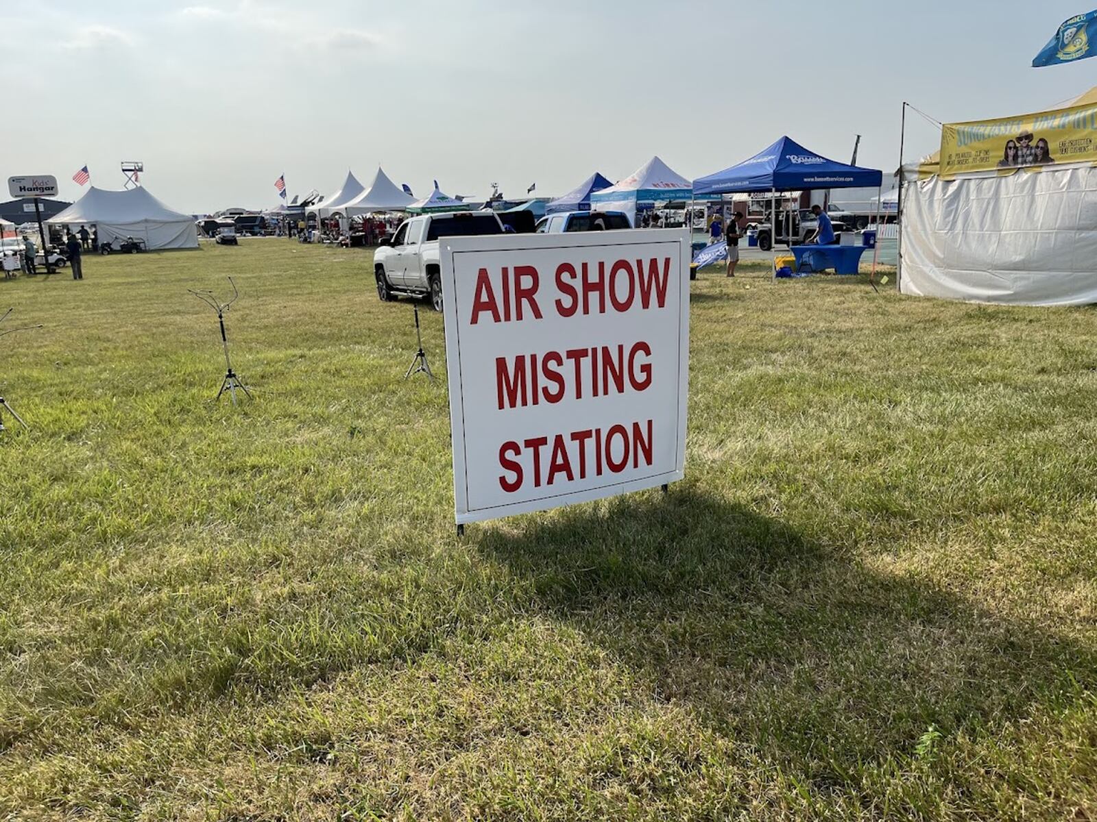 A CenterPoint Energy Dayton Air Show misting station early Saturday morning. THOMAS GNAU/STAFF