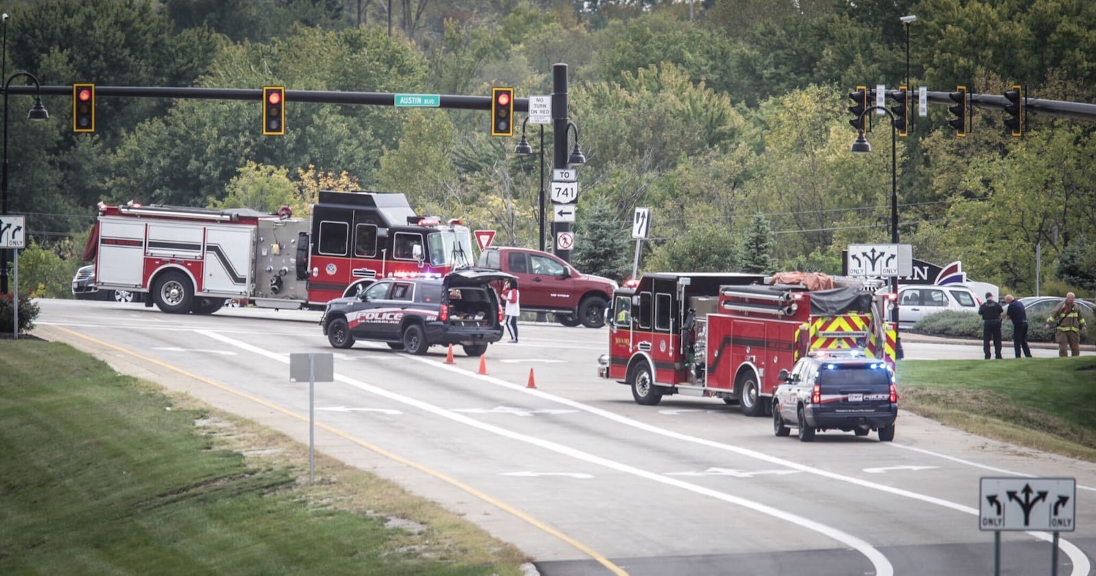 A woman jogging was struck by a pickup truck Sept. 30, 2020, at the Interstate 75 South off ramp at Austin Boulevard in Miamisburg.