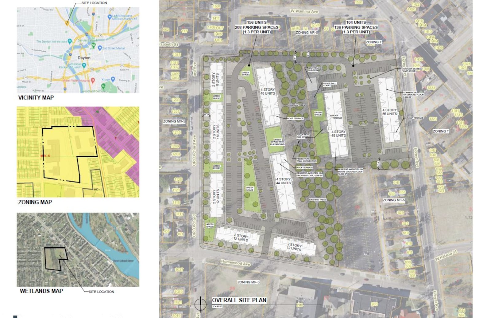 A proposed site plan for about 260 new residential units on the former Julienne High School site in Dayton's Five Oaks neighborhood. CONTRIBUTED