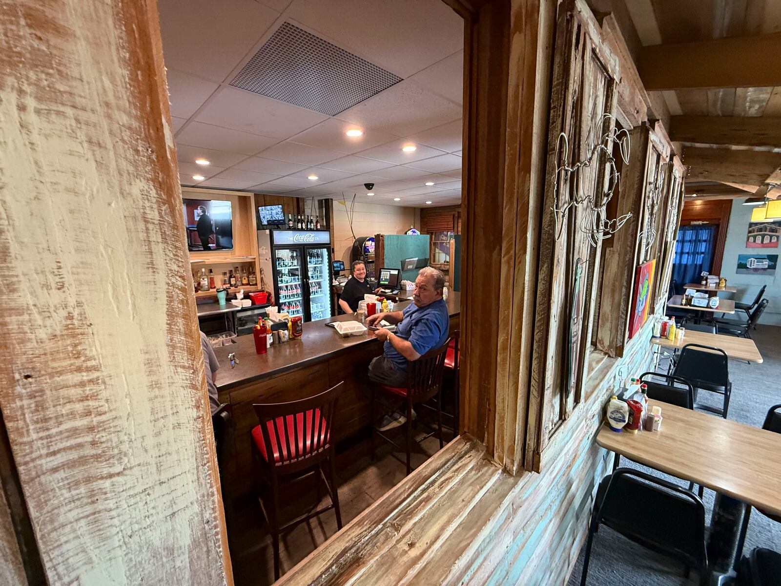 The dining area of Central Poboys in Jefferson Parish, La., a suburb of New Orleans, Friday, Jan. 24, 2025. (AP Photo/Gerald Herbert)