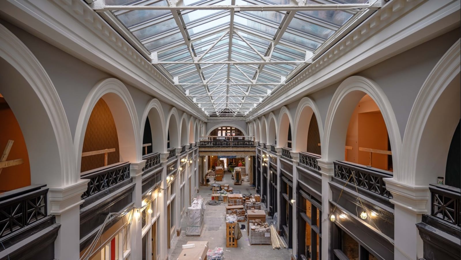 A photo of work at the north end of the Dayton Arcade. Photo courtesy of Cross Street Partners/Kevin L. Myers.