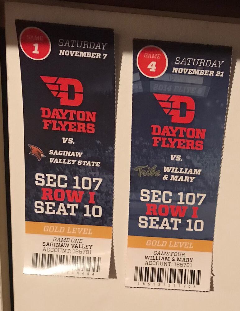 Dayton Flyers ticket stubs