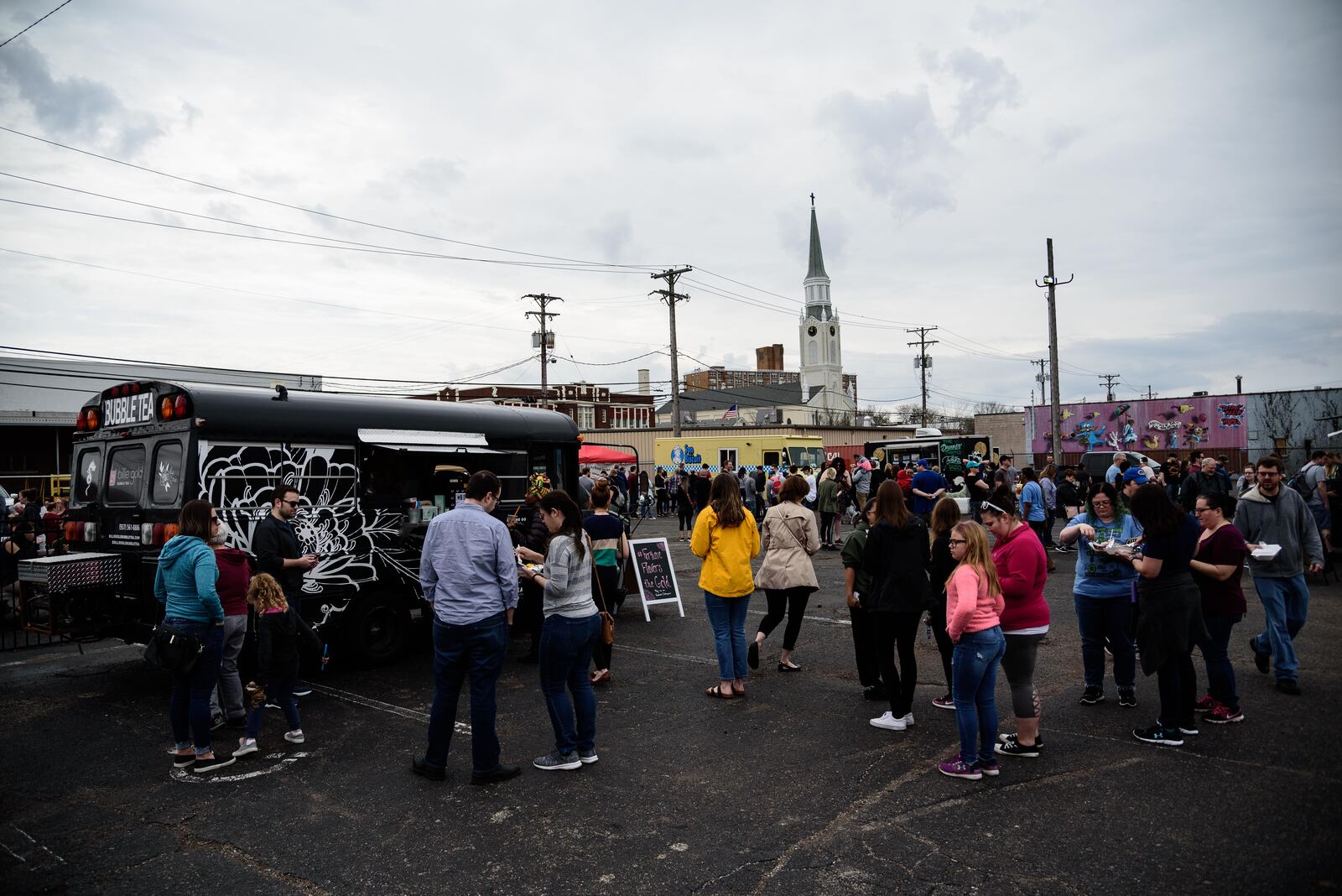 Monthly brunch food truck rallies returned to the Yellow Cab in Dayton on Sunday, April 7. The food trucks in attendance included El Meson, Drunken Waffle, Twisted Taco, Greek Street Food Truck, Son of a Biscuit, EAT, Bricky Barrels Smoked BBQ LLC, Billie Gold Bubble Tea and Sweets on the Streets. TOM GILLIAM / CONTRIBUTING PHOTOGRAPHER