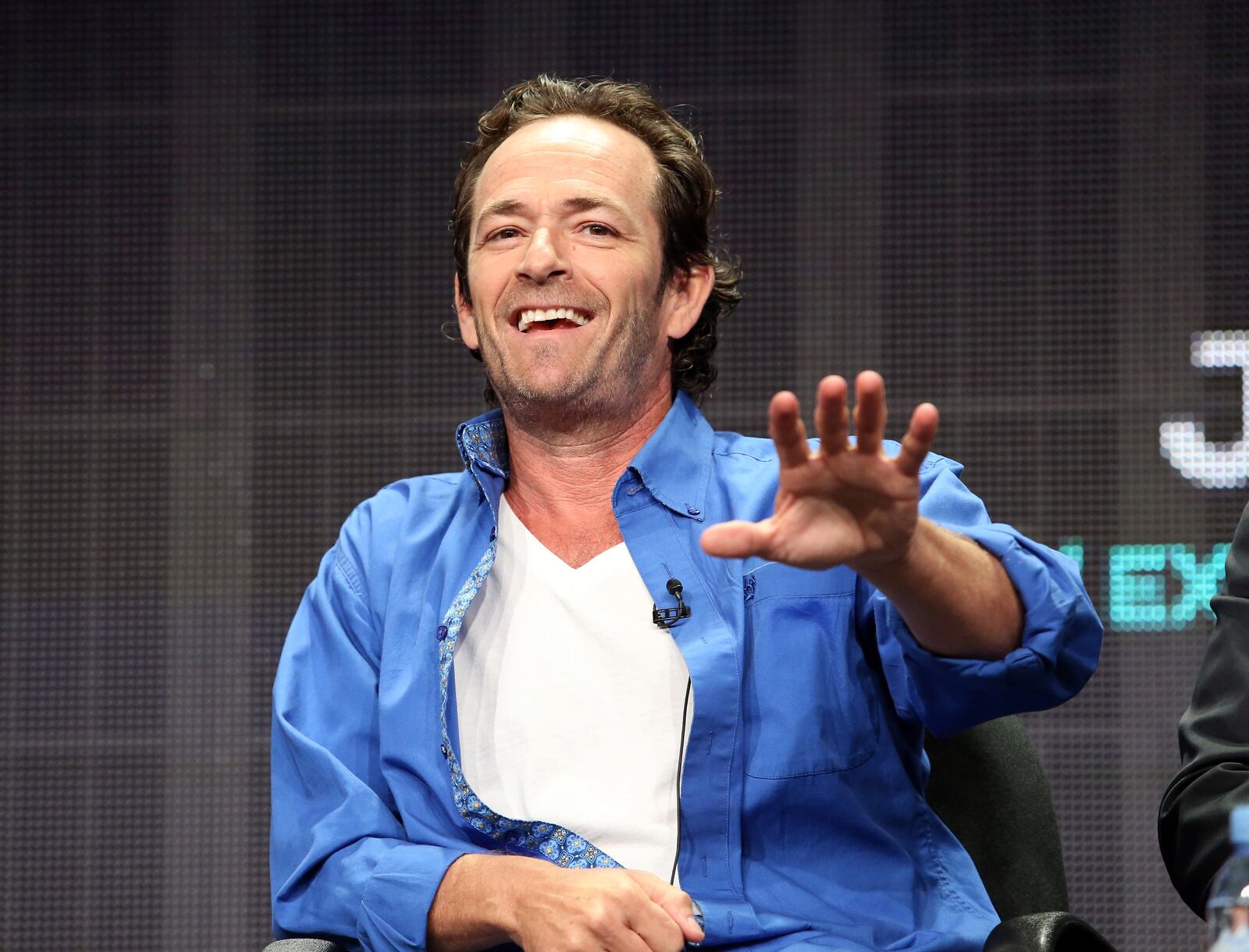 BEVERLY HILLS, CA - JULY 30:  Executive producer/actor Luke Perry speaks onstage during the 'Welcome Home' panel discussion at the UP Entertainment portion of the 2015 Summer TCA Tour at The Beverly Hilton Hotel on July 30, 2015 in Beverly Hills, California.  (Photo by Frederick M. Brown/Getty Images)