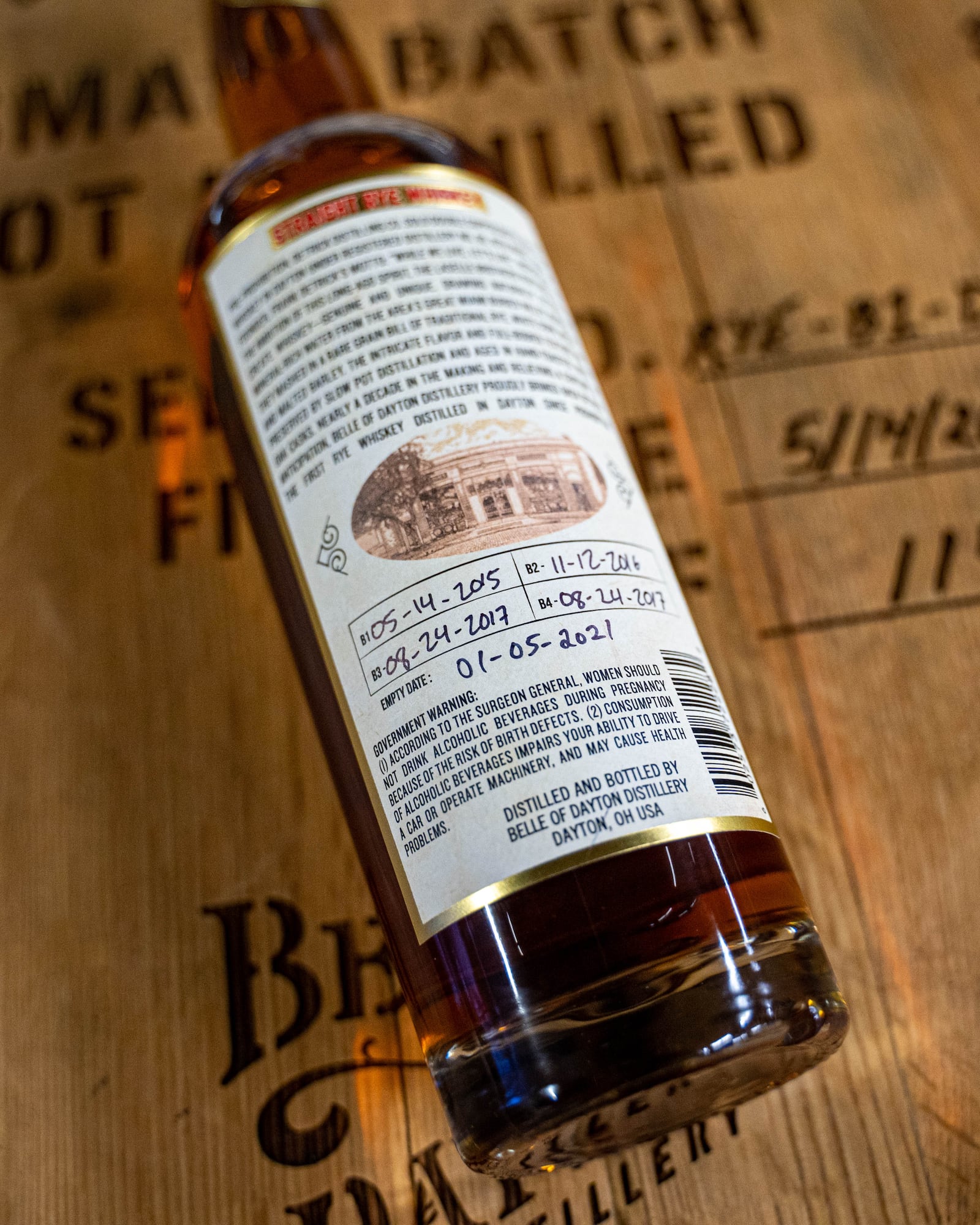 The Belle of Dayton distillery will release its first barrel-aged spirit, Detrick Rye Whiskey, on Saturday, Jan. 23. CONTRIBUTED