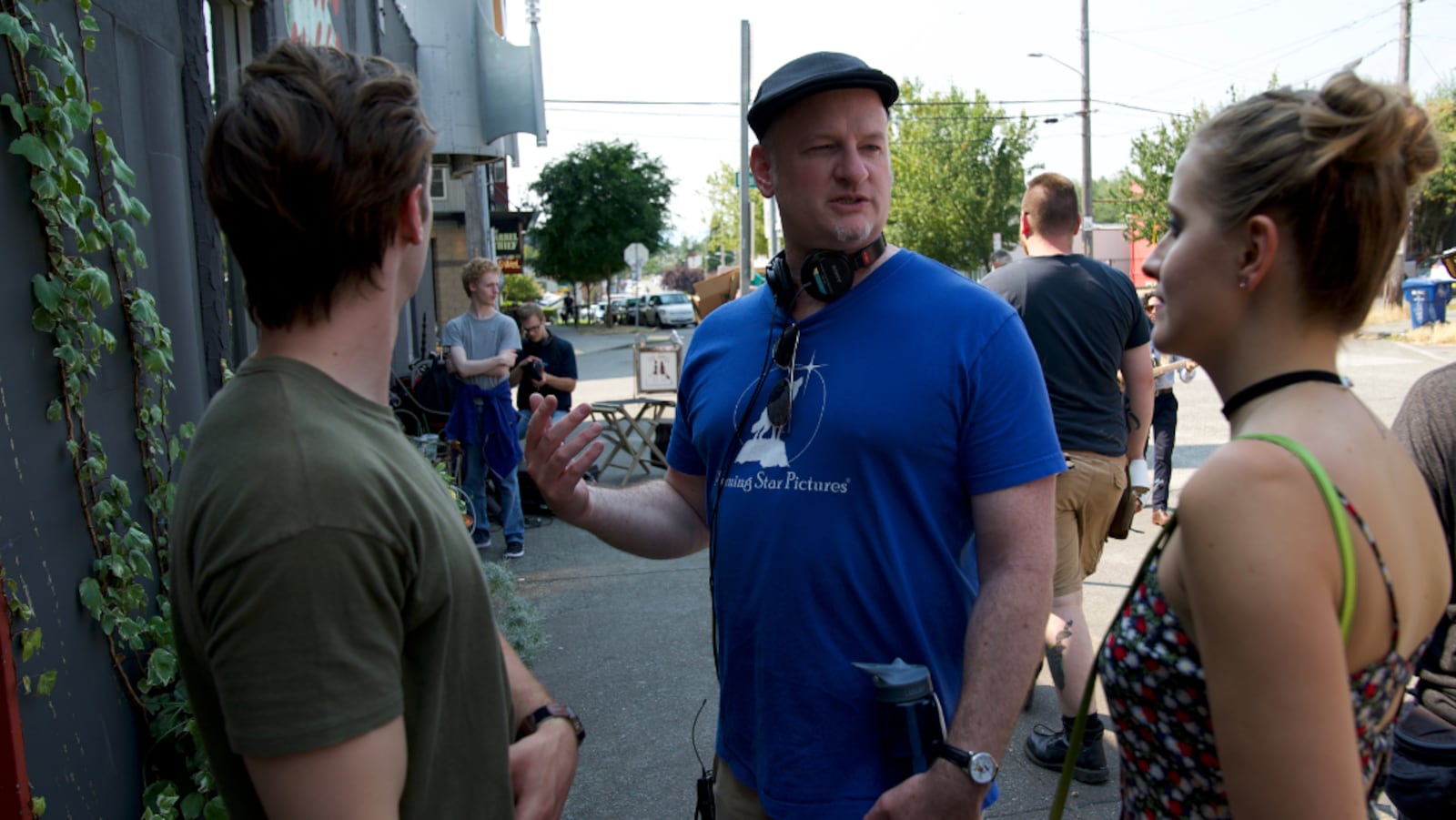 Left to right: Cason Thomas, Allen Wolf and Cora Cleary on the set of Allen Wolf's 2022 romantic comedy "The Sound of Violet." CONTRIBUTED