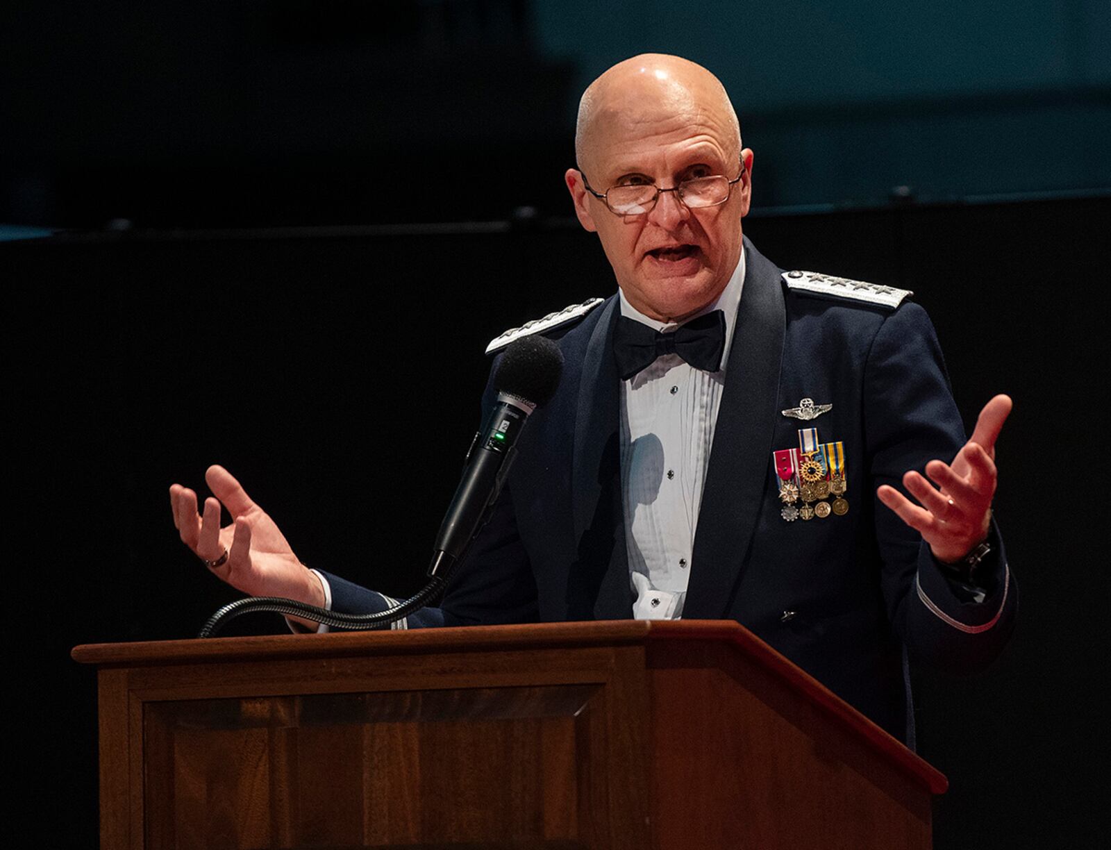 Gen. Arnold Bunch Jr., Air Force Materiel Command commander, delivers remarks during the AFMC Annual Excellence Awards Banquet on March 23 in the National Museum of the U.S. Air Force. U.S. AIR FORCE PHOTO/R.J. ORIEZ