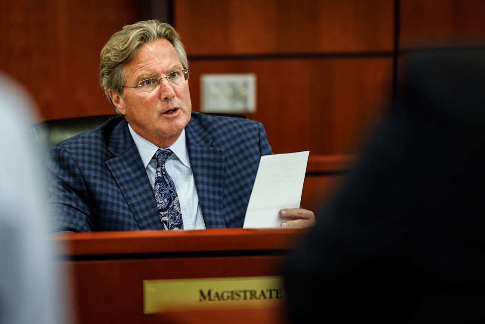 The City of Kettering Magistrate, Richard Boucher presides over the eviction cases at the Kettering Municipal Court Tuesday July 18, 2023. JIM NOELKER/STAFF