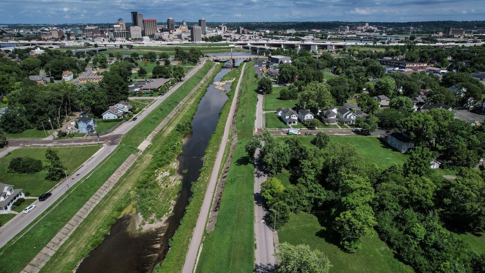 The city of Dayton is asking for proposals to develop land along the west side of Wolf Creek. JIM NOELKER/STAFF