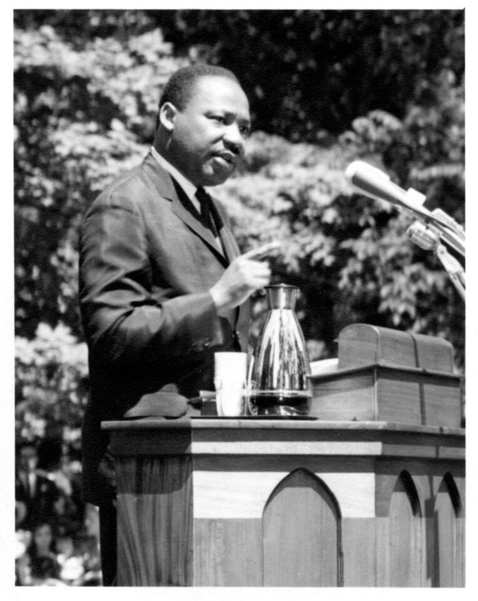 Dr. Martin Luther King, Jr. gives the commencement address at Antioch College in 1965.