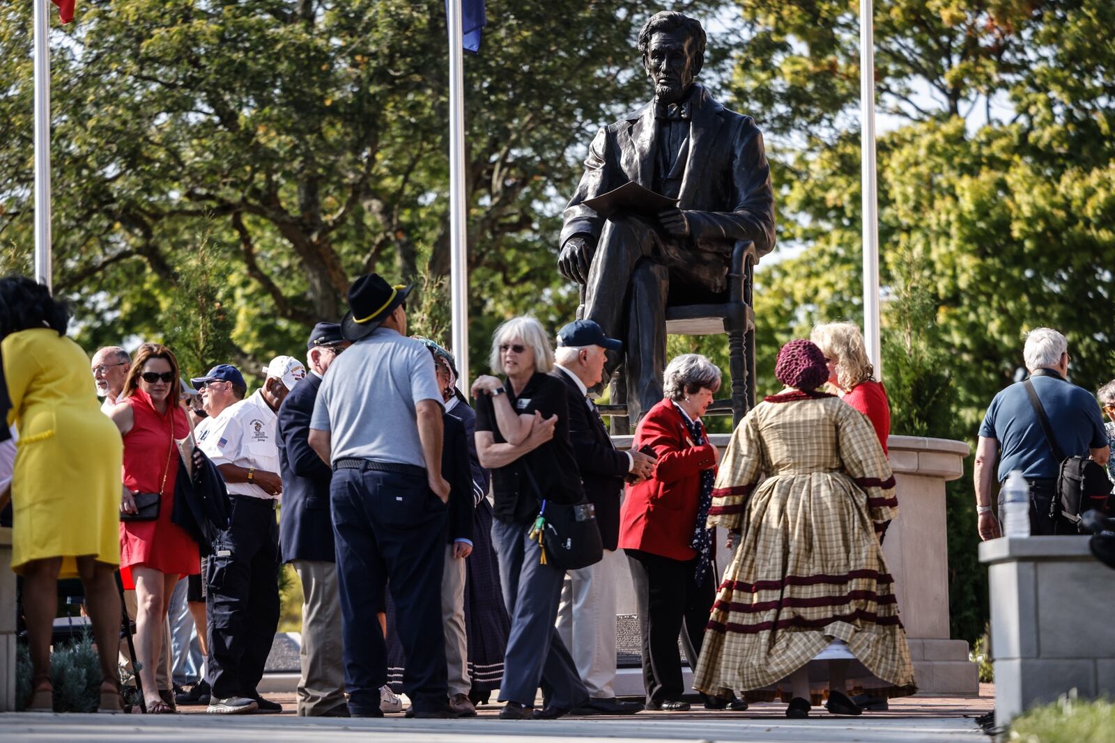 Hundreds of people watched the unveiling of the Lincoln statue at the Dayton VA Medical Center Monday September 16, 2024. Jim Noelker/Staff