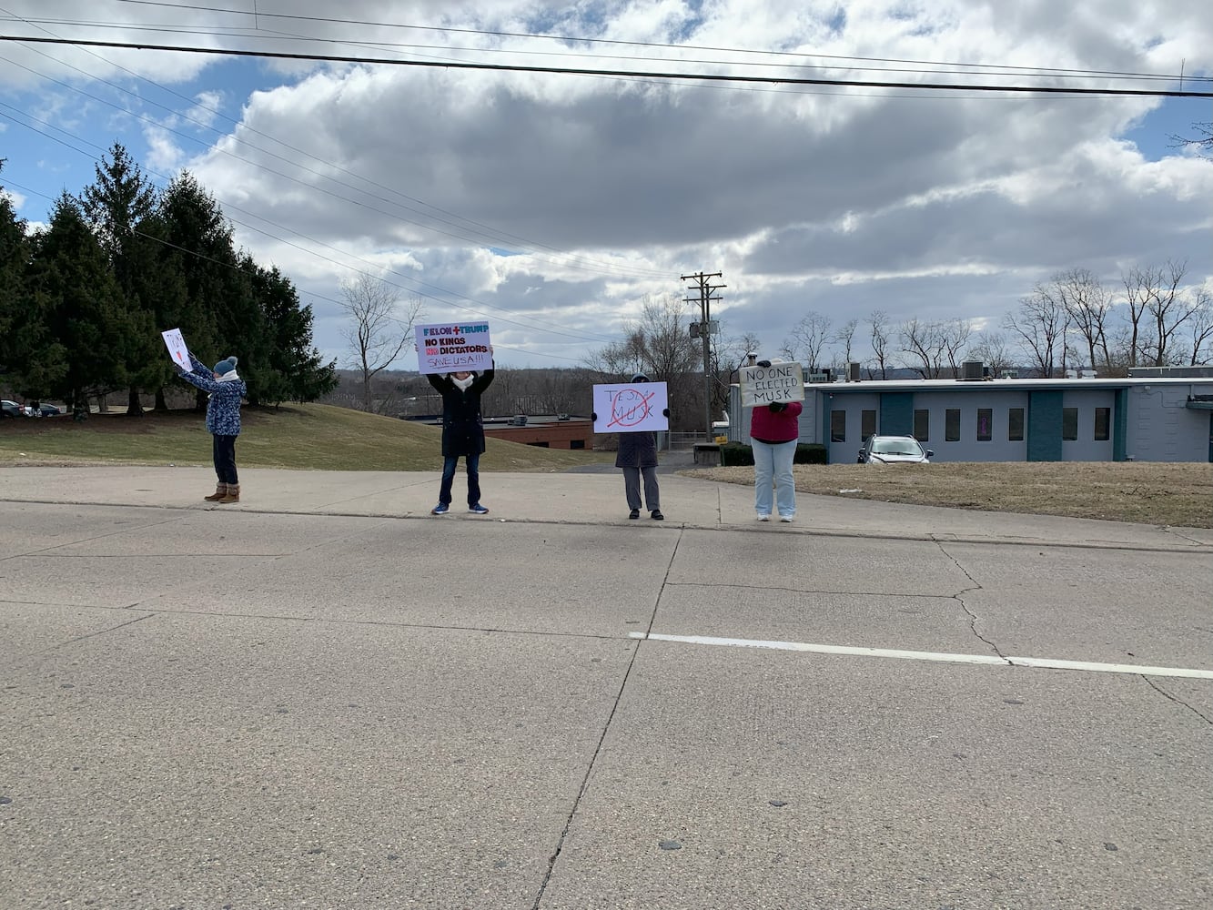 Tesla protest Moraine 2025